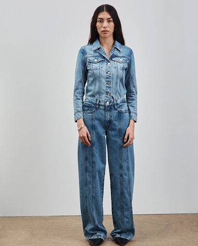 Light Stripe Denim Shorts - Soft Chambray