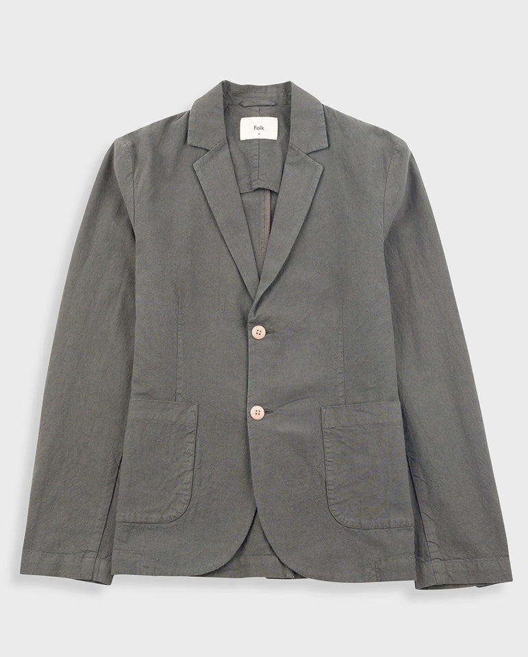 Cotton Linen Blazer Dark Sage