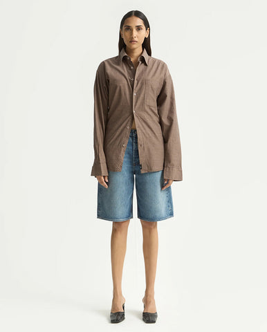 Light Stripe Denim Shorts - Soft Chambray