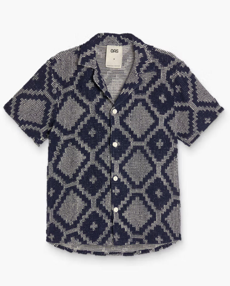 Trastevere Cuba Crochet Shirt - Navy Print