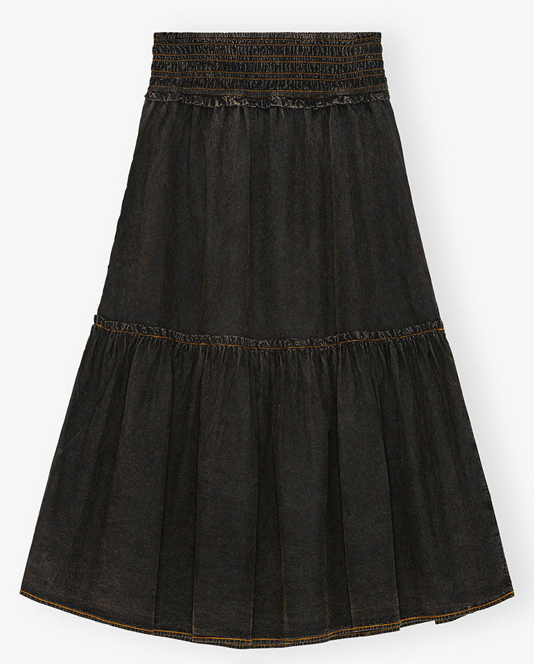 Cotton Smock Maxi skirt - BLACK