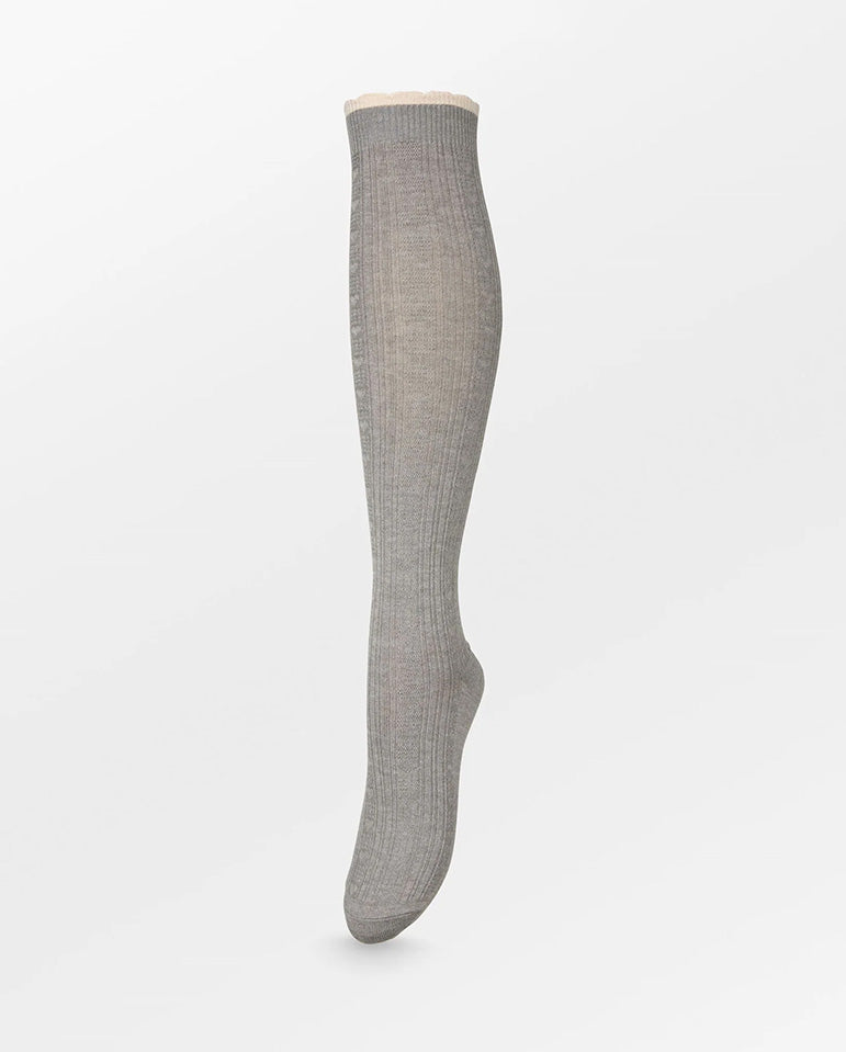 Scallop Knee Sock - Grey Melange