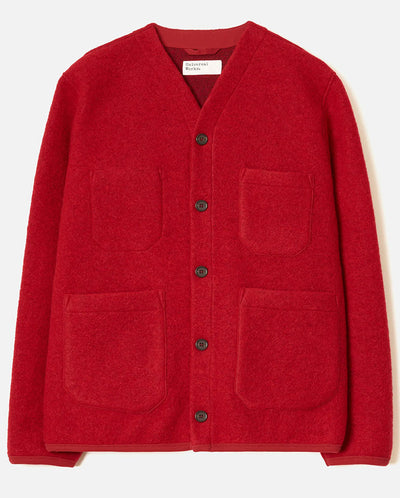 FLEECE CARDIGAN - SCARLET