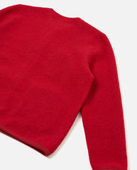 FLEECE CARDIGAN - SCARLET