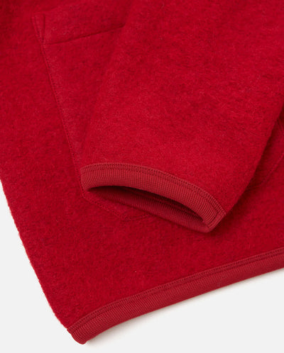 FLEECE CARDIGAN - SCARLET