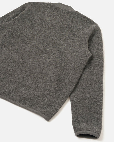 FLEECE ZIP BOMBER - GREY MARL