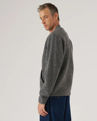 FLEECE ZIP BOMBER - GREY MARL