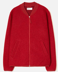 FLEECE ZIP BOMBER - SCARLET