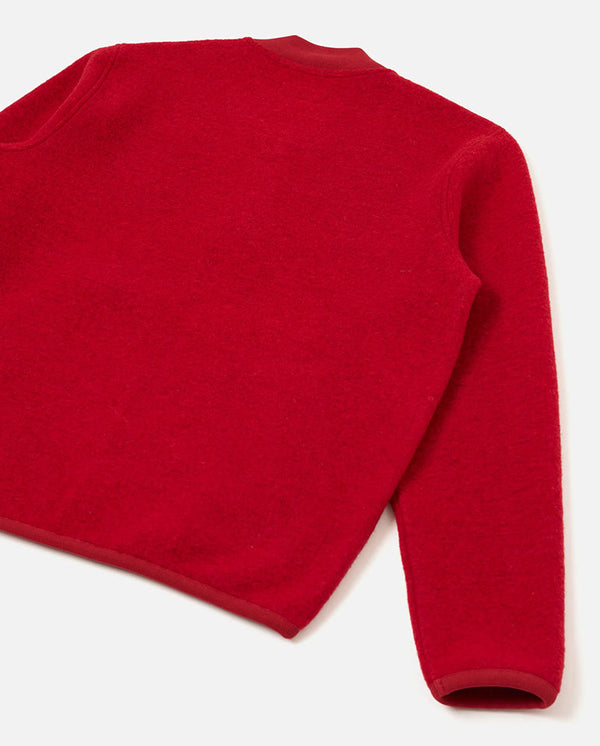 FLEECE ZIP BOMBER - SCARLET