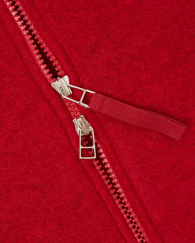 FLEECE ZIP BOMBER - SCARLET