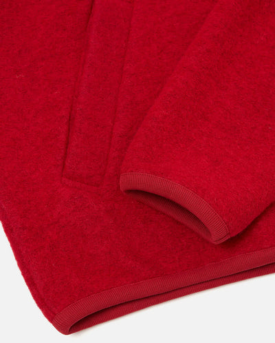 FLEECE ZIP BOMBER - SCARLET