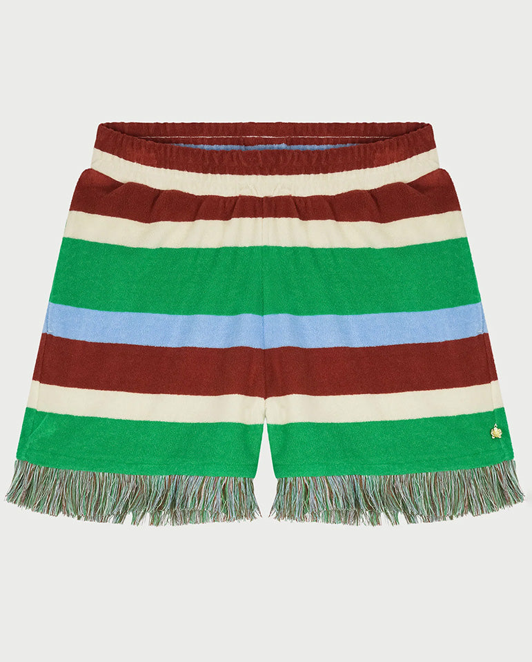 Tyra Towelling Shorts - Green Stripe