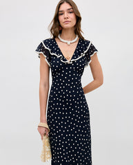 Bethea Midi Dress - Dot Navy
