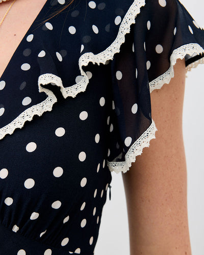 Bethea Midi Dress - Dot Navy