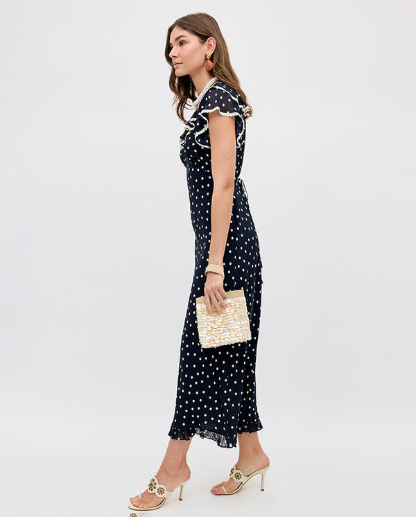 Bethea Midi Dress - Dot Navy