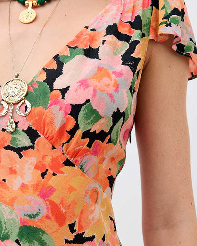 Cathy Midi Dress - Floral Black