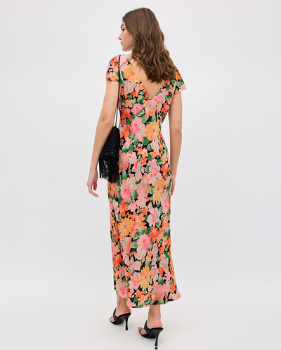 Cathy Midi Dress - Floral Black