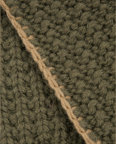 Hand Crochet Slot Scarf - Dark Green/Taupe
