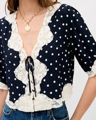Ursula Crepe De Chine Top - Dot Navy