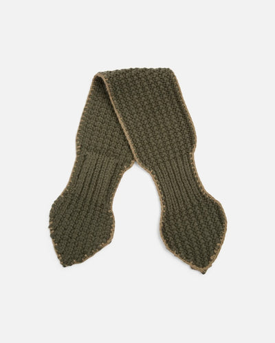 Hand Crochet Slot Scarf - Dark Green/Taupe