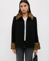 Aldith Wool Jacket - Black/Leopard