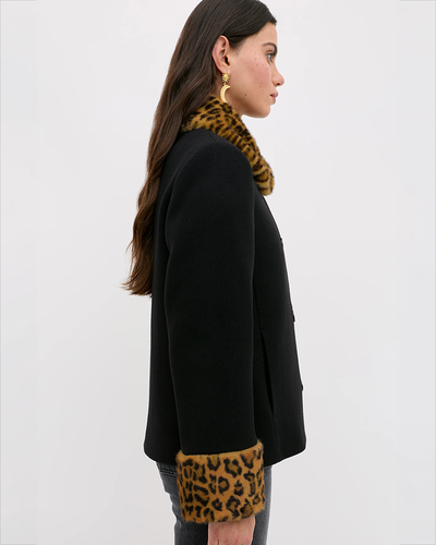 Aldith Wool Jacket - Black/Leopard