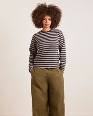Lilah Fitted L/S Tee - Grey Marl Stripe