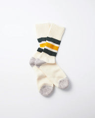 Coarse Ribbed Old School Crew - Socks D.Green / Yellow