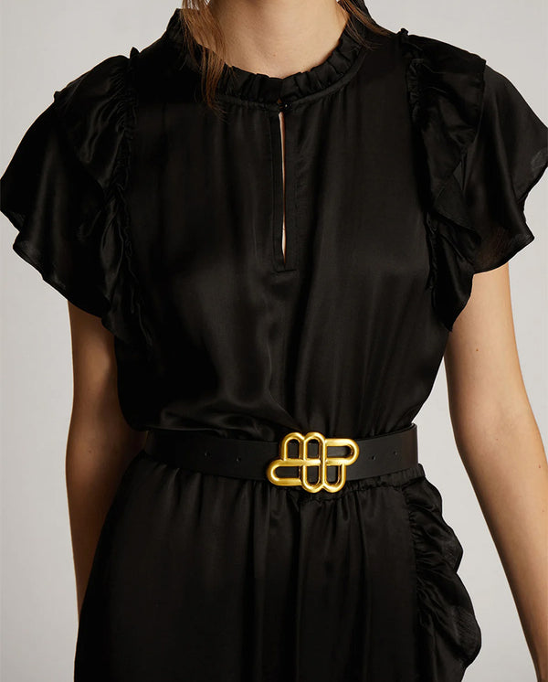 Otelia Belt with Gold Buckle BLACK