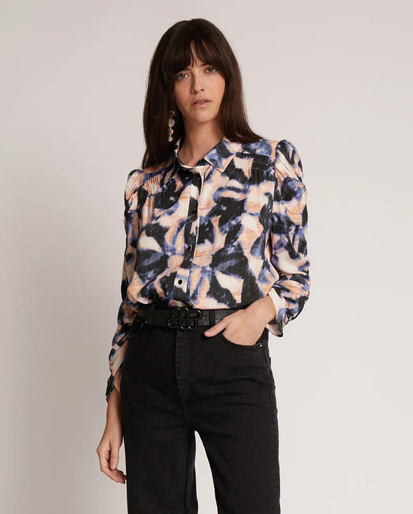 Tiella Graphic Blouse Blue Multi