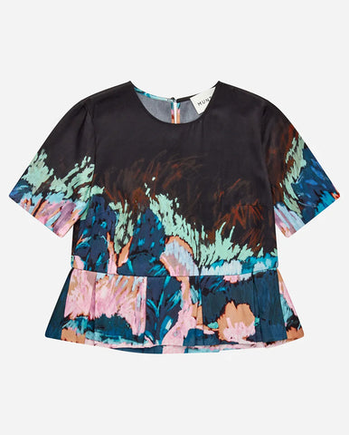 Tiella Graphic Blouse Blue Multi