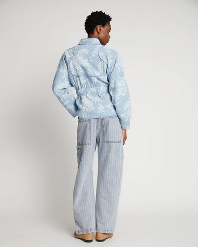 Sahnely Floral Padded Jacket Light Blue