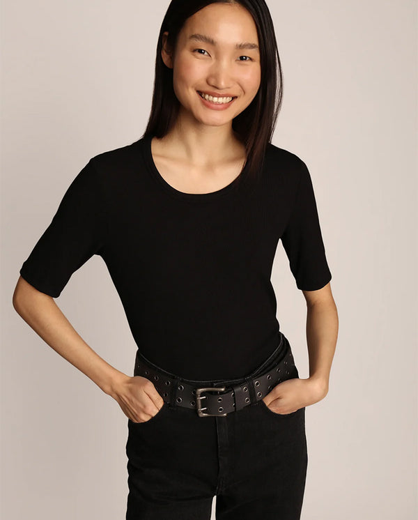 Mutula Ribbed Tee BLACK