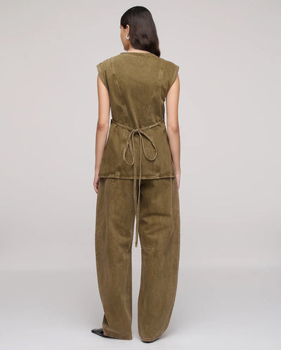 Denim Wrap Top - Olive
