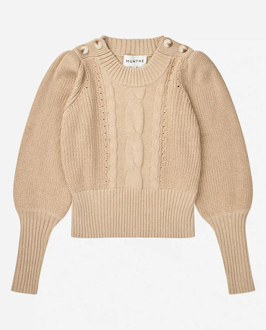 Button Sleeve Sweatshirt Fleur De Sel