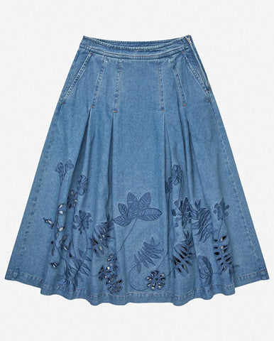 Bimo Floral Pattern Jean - Blue Denim