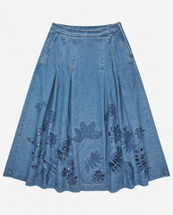 Bowen Denim Cutout Skirt - Blue