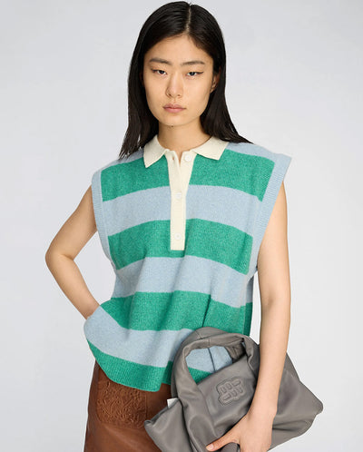 Bracha Polo Tank Top - Stripe Green