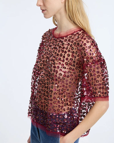 Caralee Sequin Blouse - Bordeaux