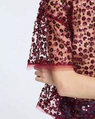 Caralee Sequin Blouse - Bordeaux