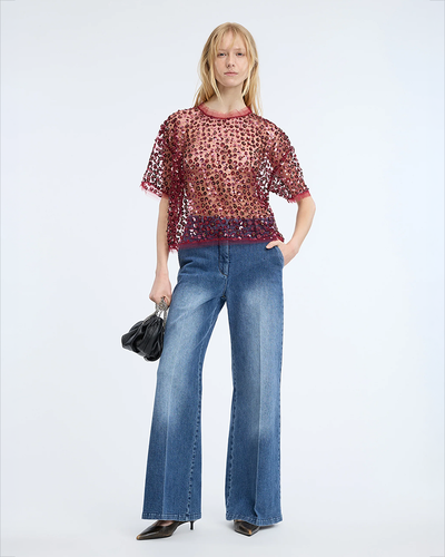 Caralee Sequin Blouse - Bordeaux