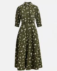 Jizo Shirt Dress - Olive Combo