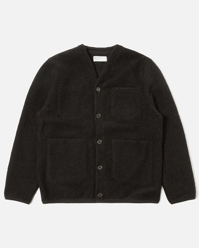 Wool Fleece Cardigan BLACK