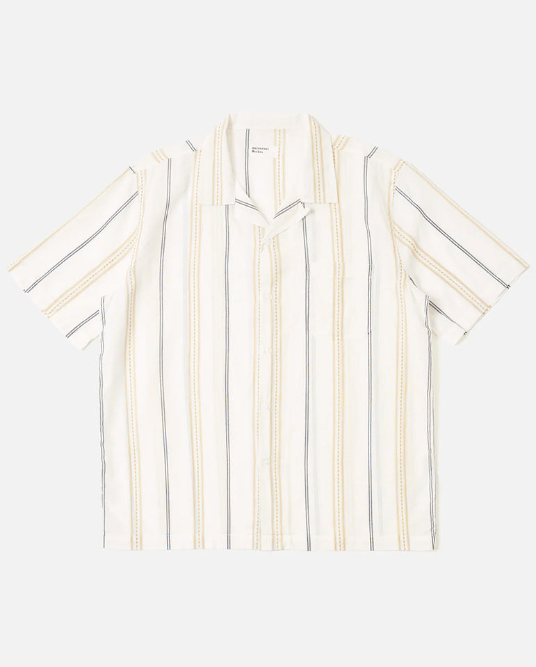 ROAD SHIRT - ECRU/NAVY/SAND STRIPE