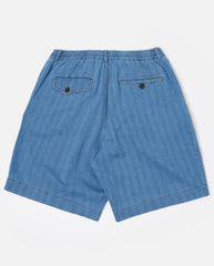 Pleated Track Short - Washed Indigo