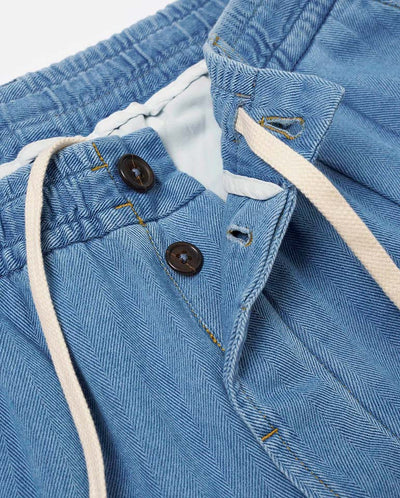 Pleated Track Short - Washed Indigo