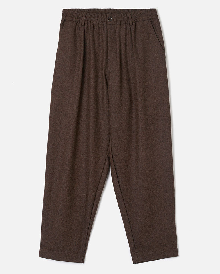 TWEED PLEATED TRACK PANT - BROWN
