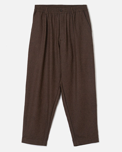 TWEED PLEATED TRACK PANT - BROWN