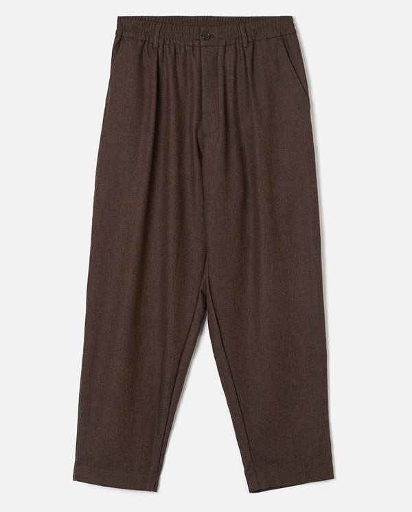 TWEED PLEATED TRACK PANT - BROWN