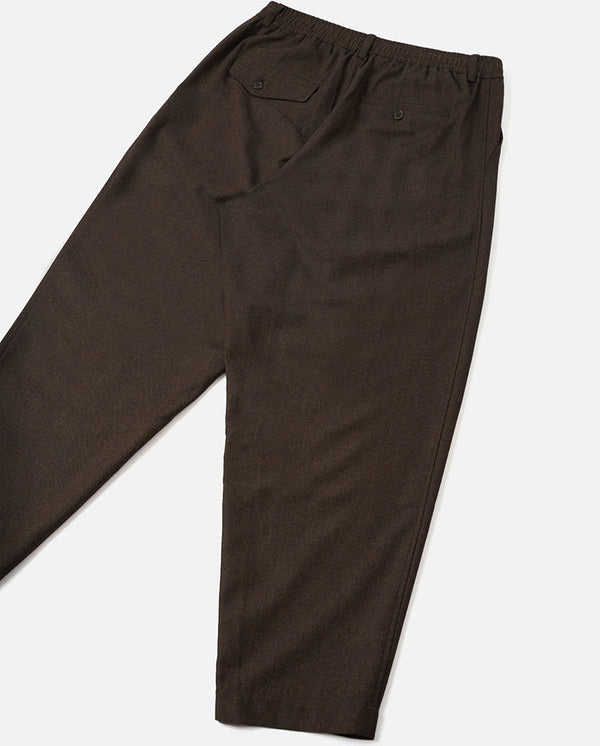 TWEED PLEATED TRACK PANT - BROWN